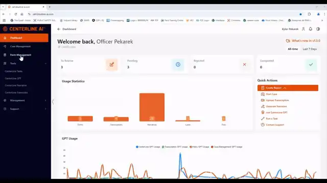 Animated screengrab of the web dashboard of Centerline AI
