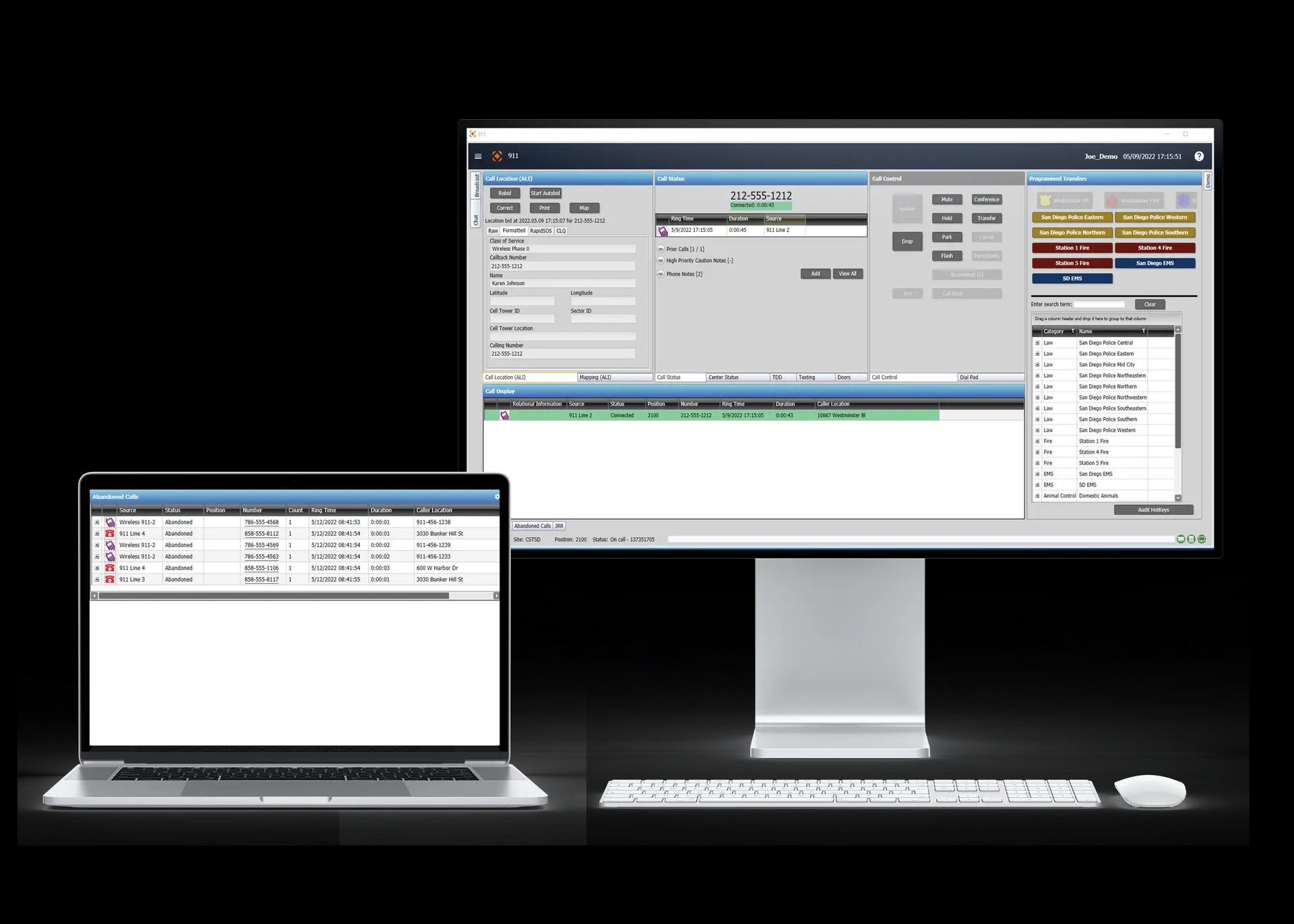 Computer mockup of a 911 system.